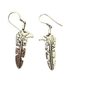 AJM Navajo Sterling Silver Eagle Feather Earrings